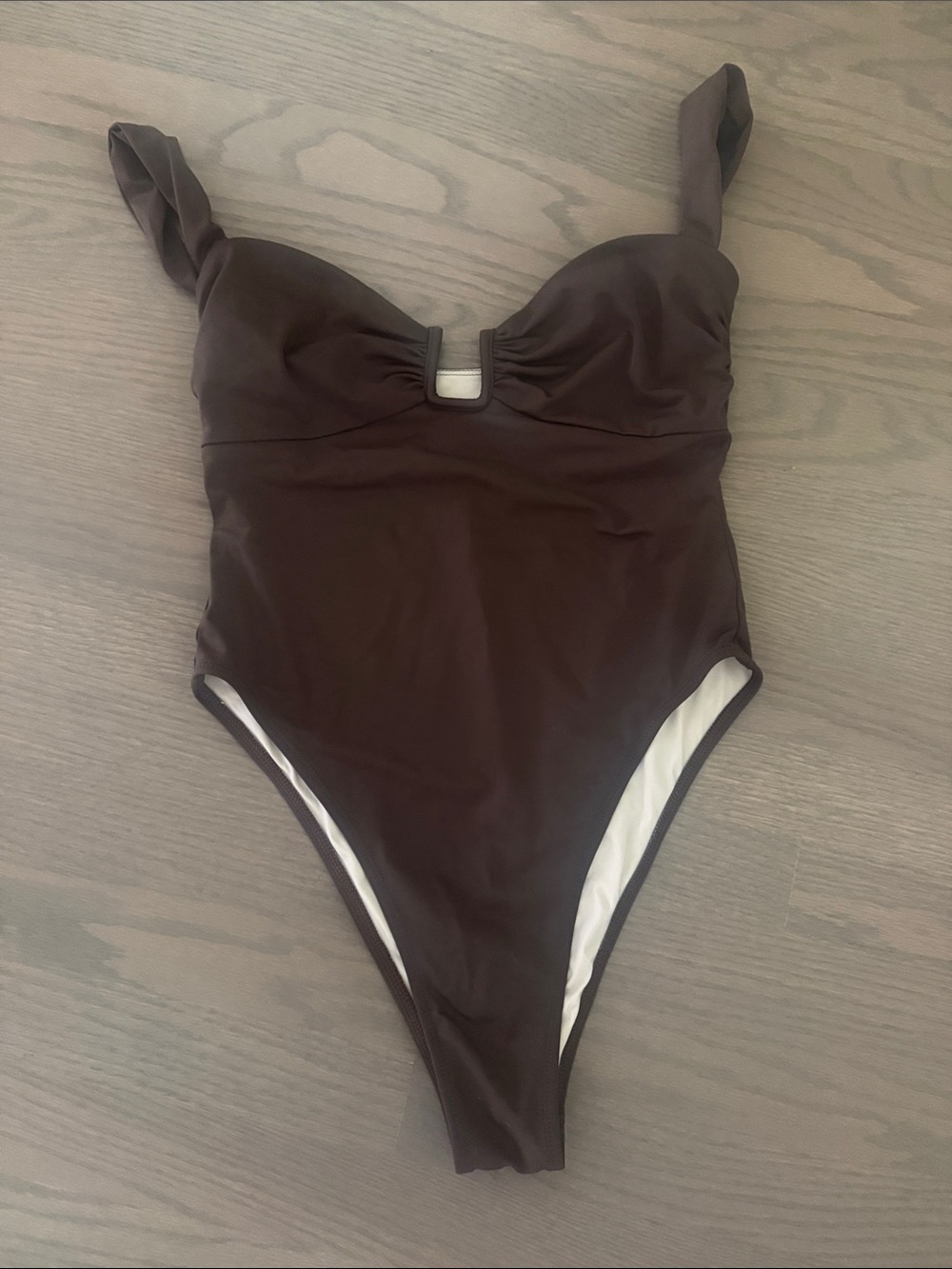 Away That Day Cannes Scoop-Front One-Piece Swimsuit in Chocolate Brown